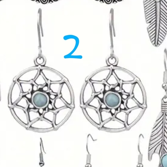 Bohemian Earrings Western Dangle Blue Silver Boho Cowgirl Earrings Rodeo Jewelry - Picture 3 of 16